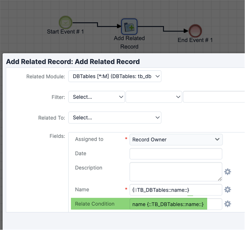 BPM process adding relationships between measurements