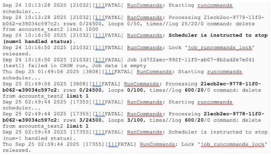 Scheduler operations log in Sugar Log