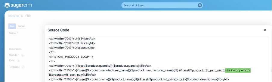 Template view in UI Source Editor