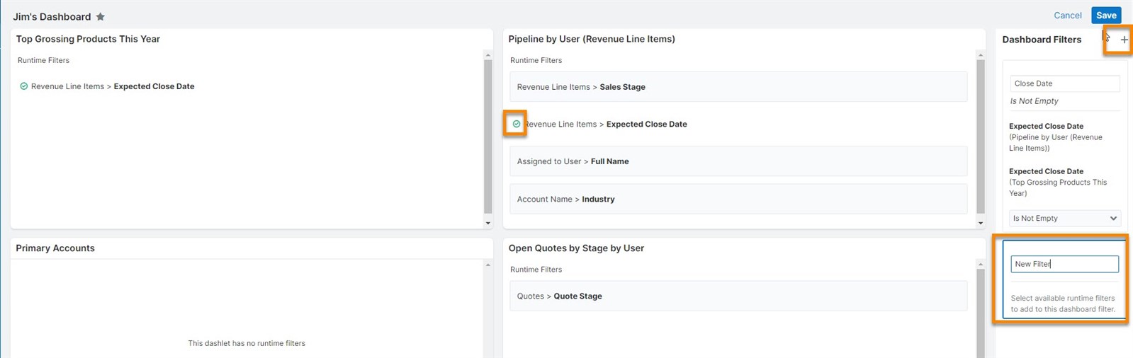 multiple run-time filters