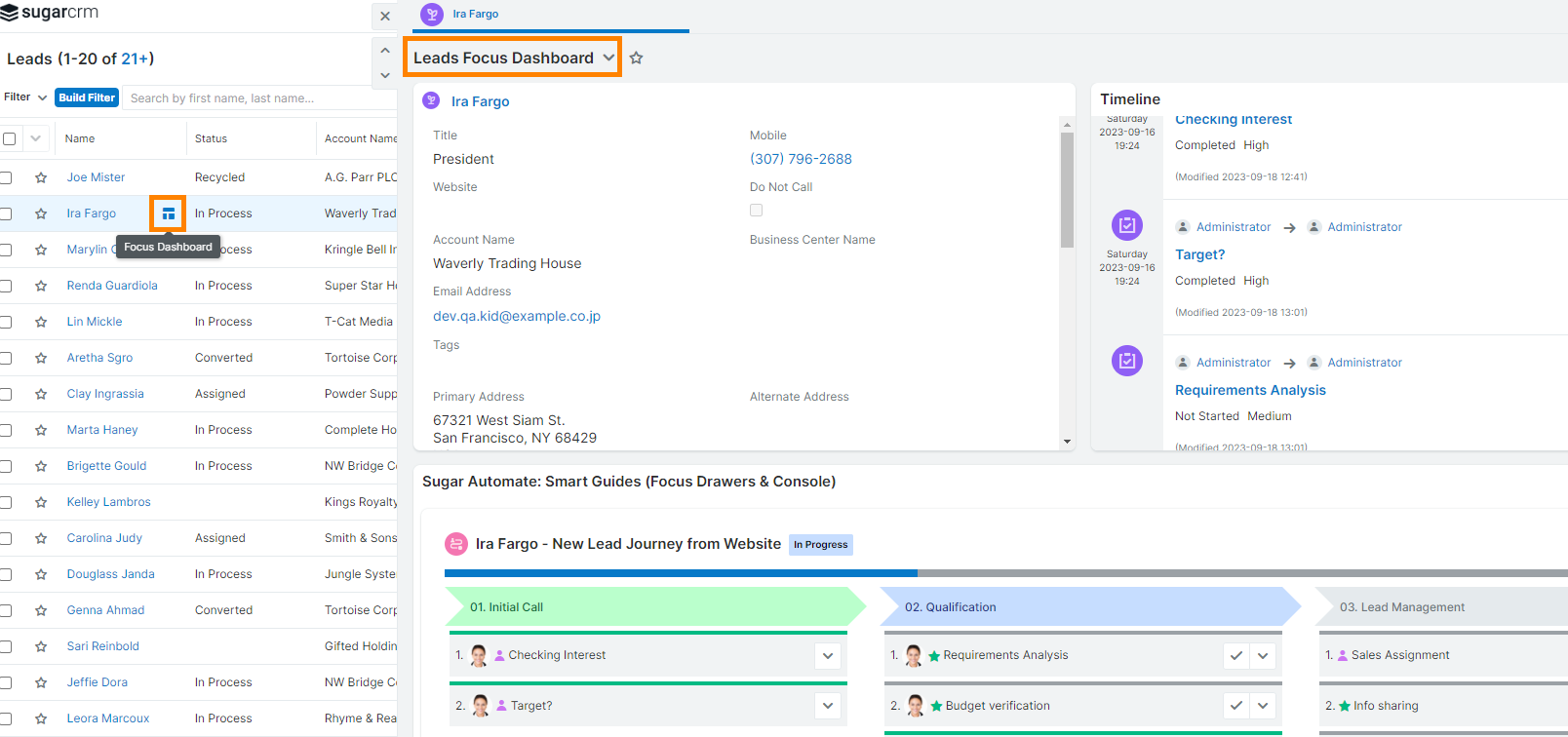 Focus Dashboard