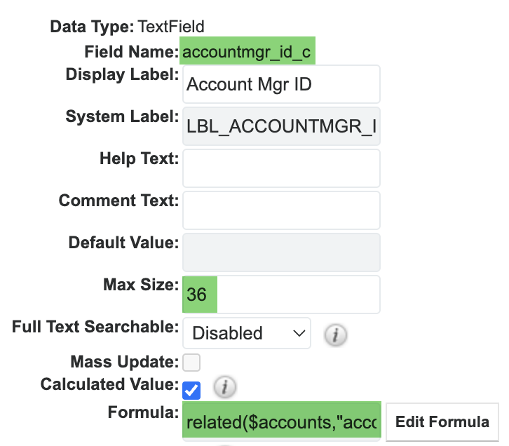 Field representing Account Id in Cases module